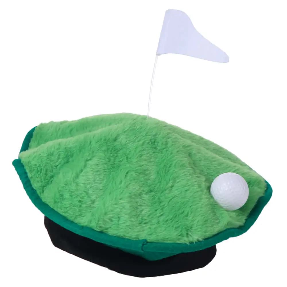 Cappello Unisex a Tema Golf da 30 cm, Berretto Verde Unico con Bandiera da Golf, Decorazioni Giocose a Forma di Pallina da Golf, Cappello per Feste di Golf all'Aperto