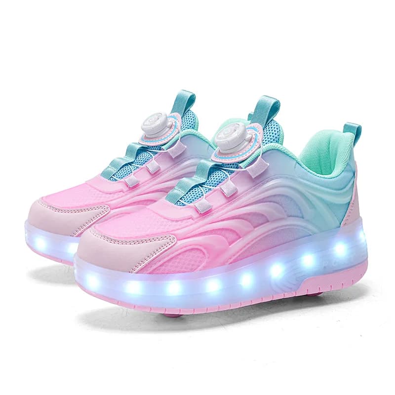 Wheeled skate shoes with led light for children Boys Girls Sport Bright Sneakers Skateboard USB Charging