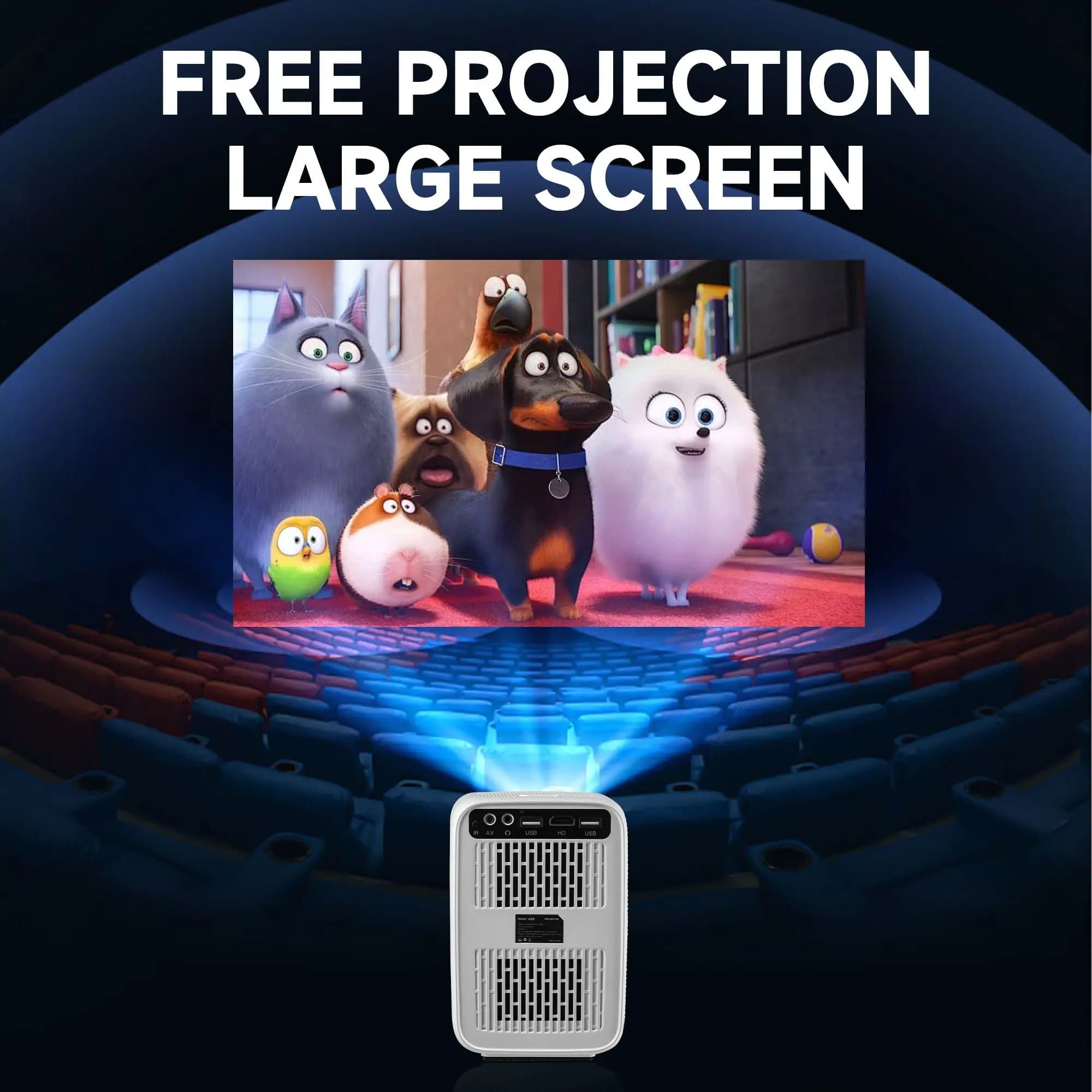 2026unico 2025 Nuovo film nativo all'aperto 1080P Android 9.0 Mini proiettore intelligente 200ANSI Lumen con display LCD Wifi BT
