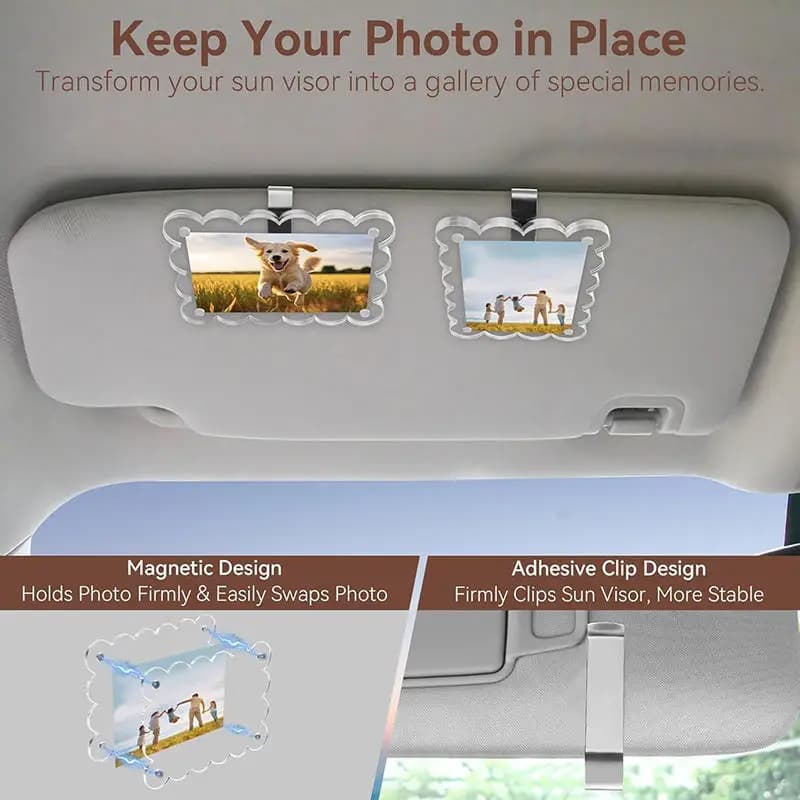 Clip per foto da 3 pollici in stile ondulato per visiera auto, supporto universale per immagini, decorazione per interni auto, organizer per visiera parasole, regalo per coppie