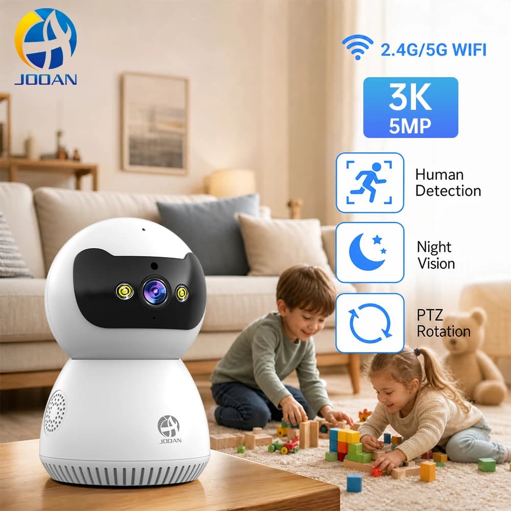 Jooan 5MP Smart WiFi Telecamera IP Telecamera di sorveglianza Monitoraggio automatico Sicurezza wireless interna Home CCTV Baby Monitor