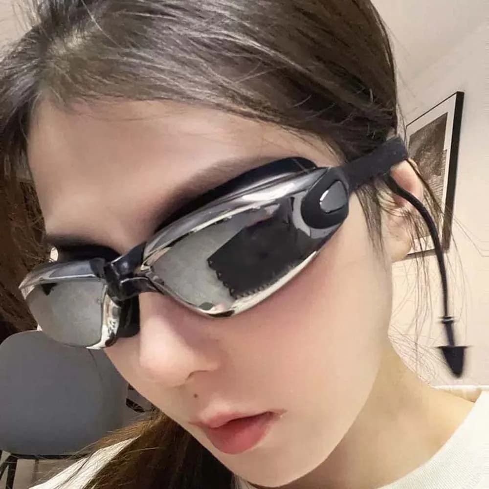 Waterproof Myopia Swim Goggles Electroplating Big Frame Swim Glasses with Earplugs Dazzling Colors PC Anti-fog Swimming Eyewear