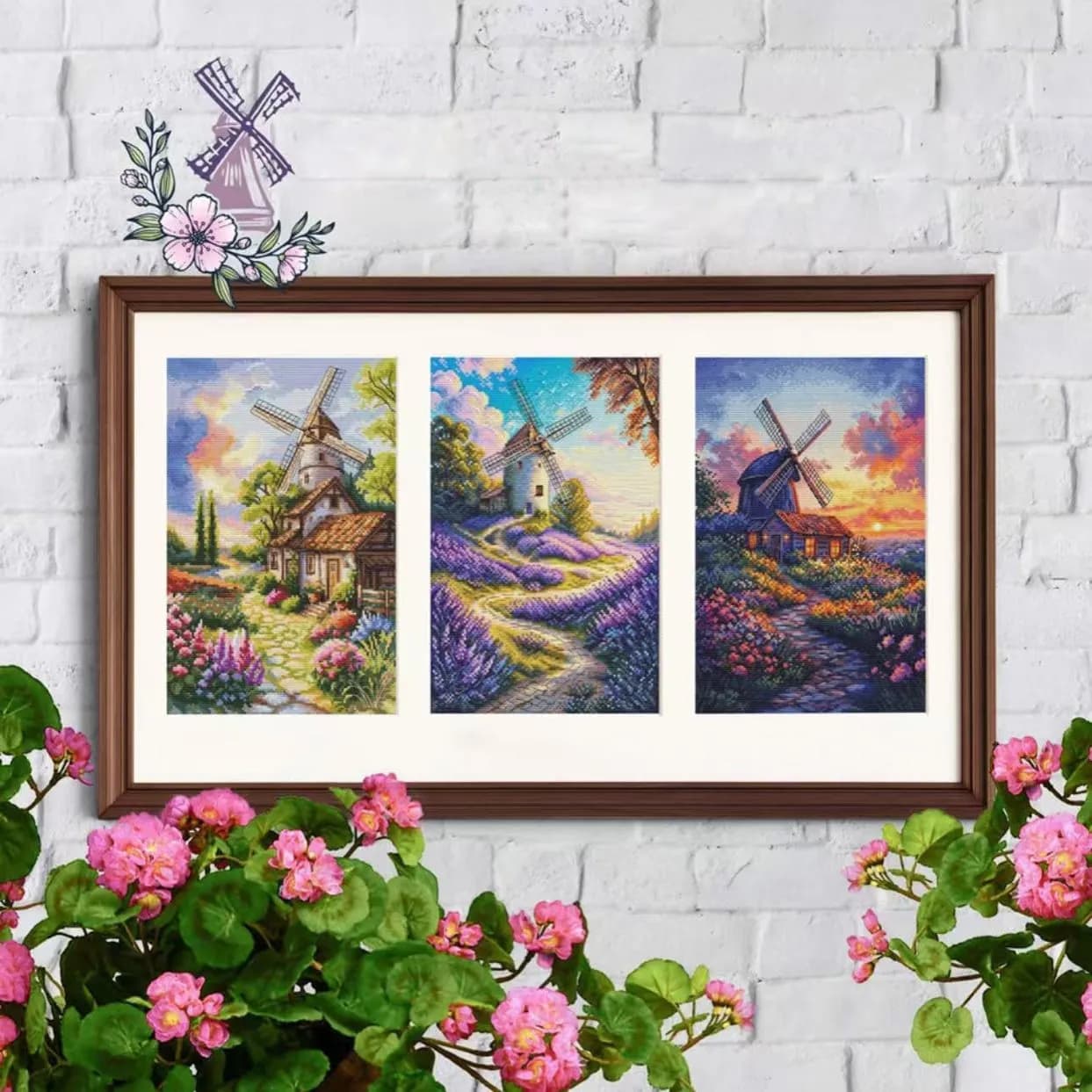 [CC-Windmill and Cabin Series]11CT 14CT 16CT DIY Stamped Cross Stitch Kit with Printed Canvas and Cotton Threads Embroidery