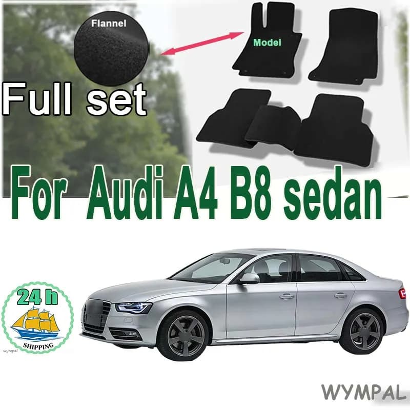 "Velour rugs set for Audi A4 B8 sedan, wagon, avant, allroad (2007-2015) -Black Stylish Odorless Flame retardant