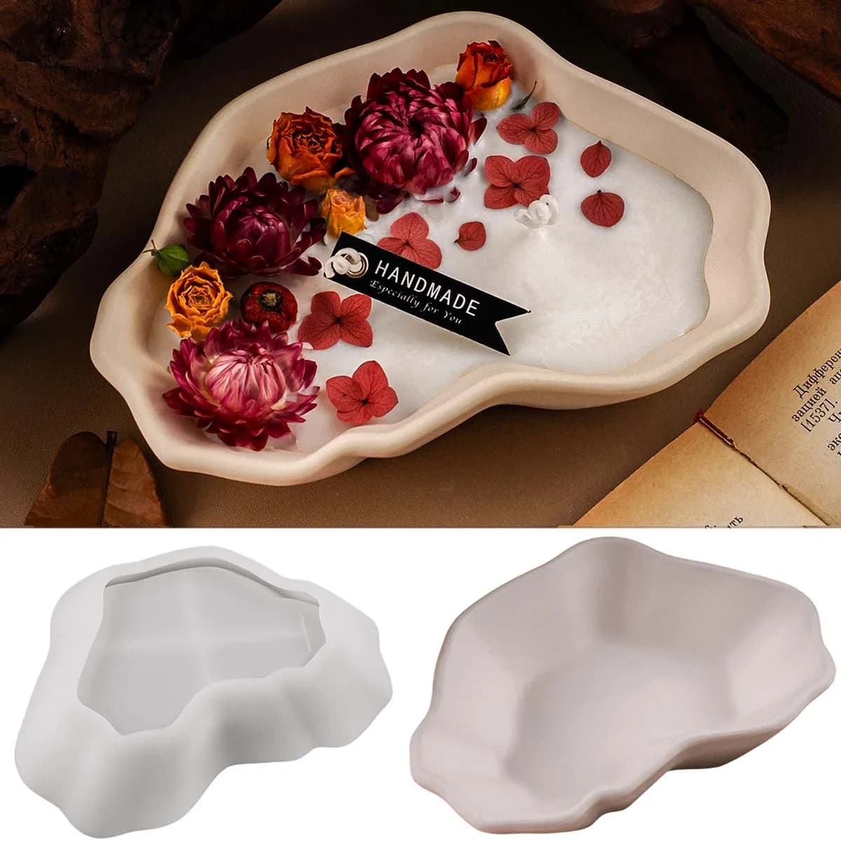 Stampo in silicone per ciotola portacandele irregolare, fai da te, per creazione di scatole portaoggetti, artigianato, gesso, cemento, resina, vasi per fiori, argilla, decorazioni per la casa