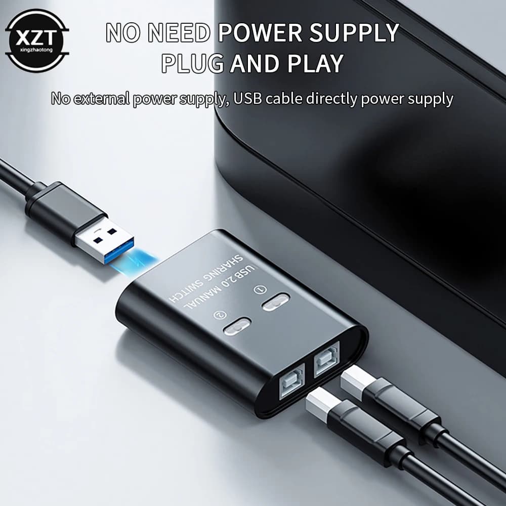 Dispositivo di condivisione stampante USB manuale 2 in 1 dispositivo di condivisione stampante convertitore Hub Splitter a commutazione Kvm a 2 porte Plug and Play per PC