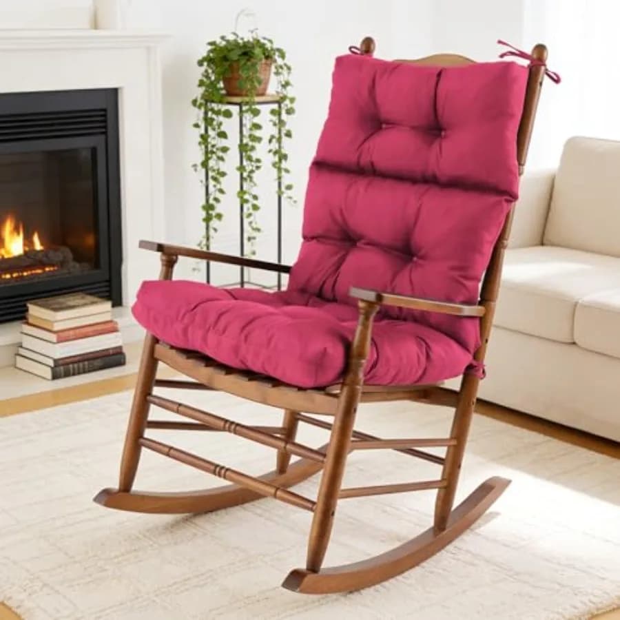 Cuscino per Sedia a Dondolo Impermeabile e Resistente allo Sbiadimento, Cuscini per Sedia Adirondack da Interno/Esterno, Imbottiture per Sedia a Dondolo con Schienale Alto in Memory Foam