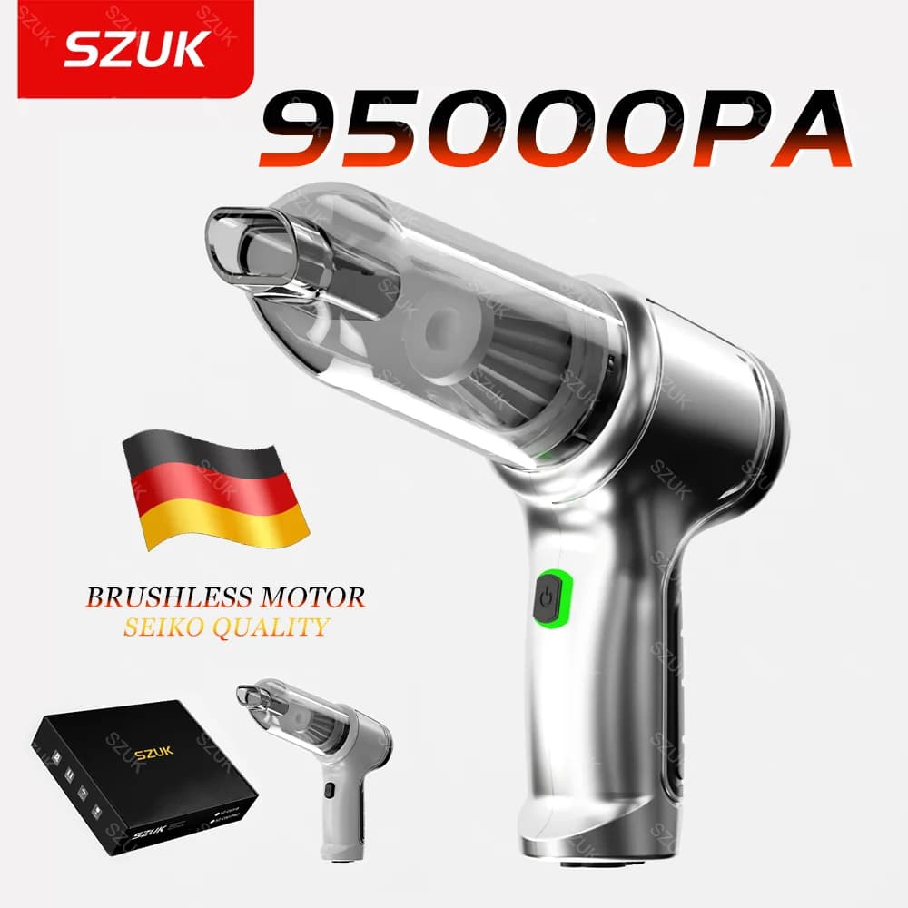 Aspirapolvere per auto 95000PA mini pulitore wireless Potenti accessori per auto Macchina per la pulizia ad aspirazione forte per elettrodomestici
