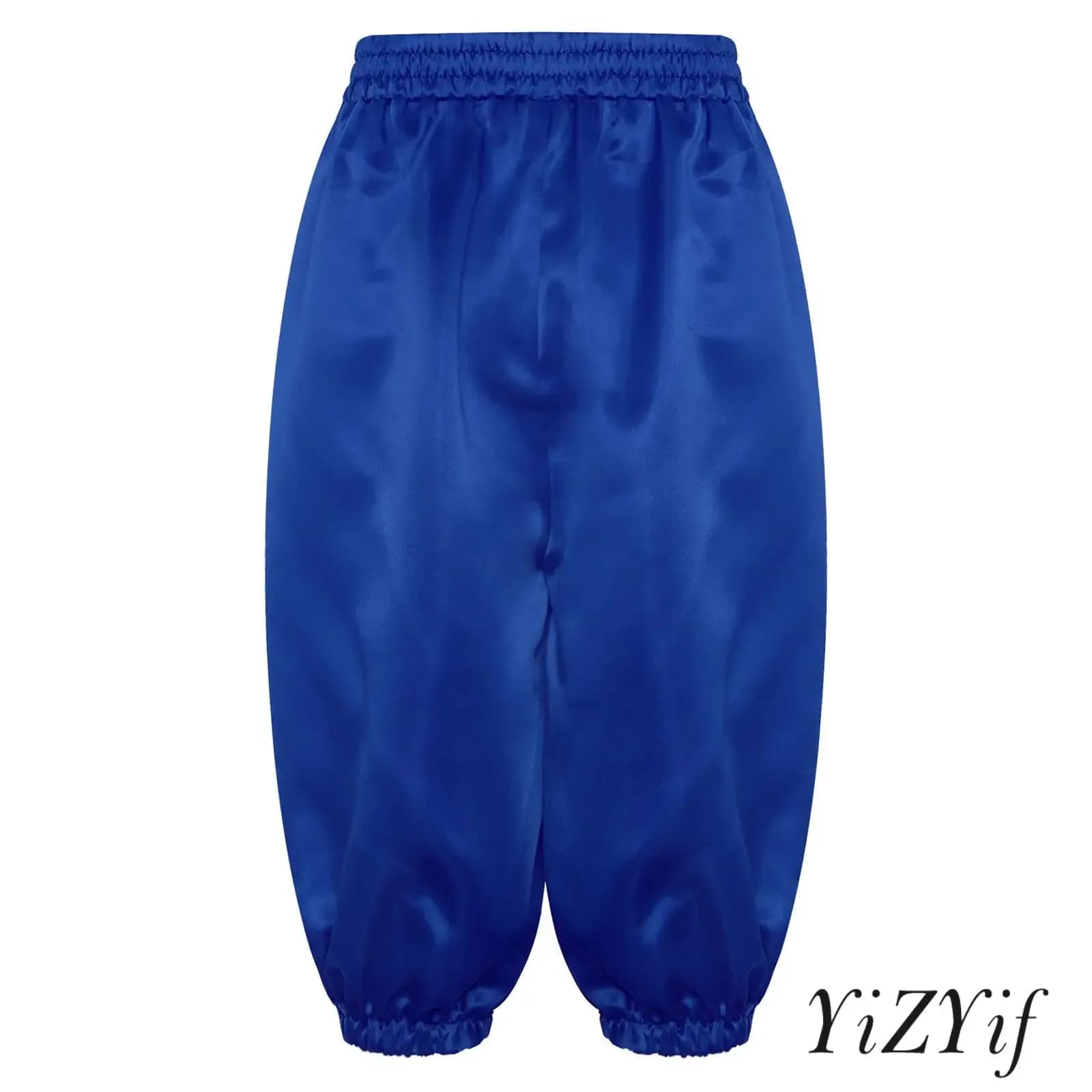 Pantaloni medievali rinascimentali per ragazzi e ragazze Pantaloni capri in tinta unita in vita elastica per costumi di feste a tema natalizio di Halloween
