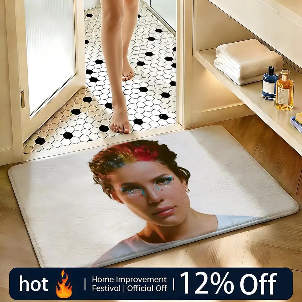 Soft Absorbent Non-Slip Rug Celebrity Halsey Floor Mat Home Decor Doormat Bedroom Floor Mat Shower Carpet