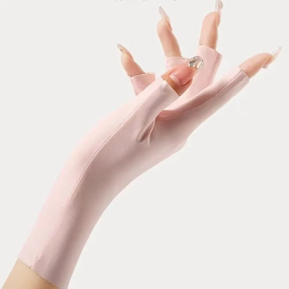 Comfortable Solid Color Sun Protection Gloves Thin Anti-Uv Women Fingerless Gloves Ice Silk Anti-skid Half-Finger Mitten Riding