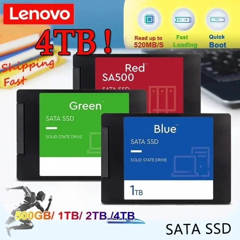 Disco rigido esterno Lenovo per disco rigido interno con interfaccia SATA3, SSD portatile da 4 TB ad alta velocità per laptop