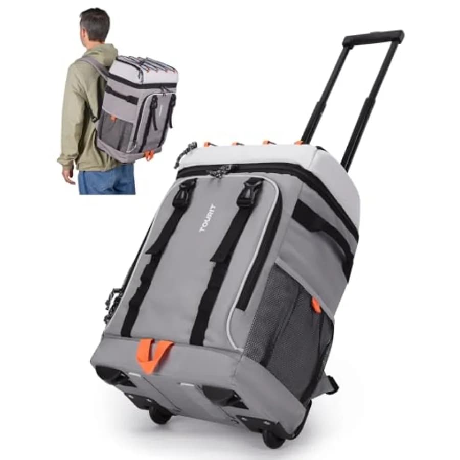 Zaino Termico con Ruote, Borsa Frigo Impermeabile e Antiperdita con Maniglia, per Spiaggia, Campeggio, Picnic e Viaggi
