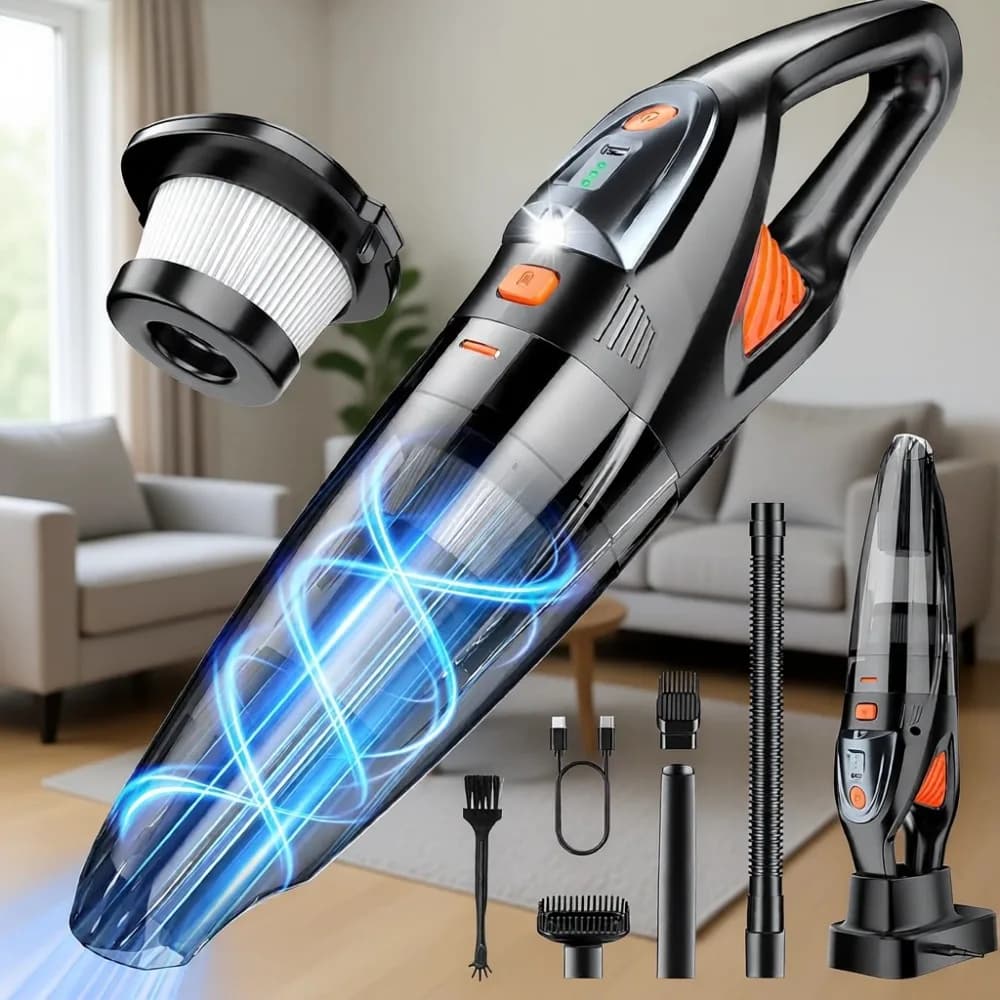 Aspirapolvere Portatile Senza Fili 25KPA Forte Aspirazione 8000mAh Ricaricabile LED HEPA per Auto Casa Ufficio Peli di Animali Polvere