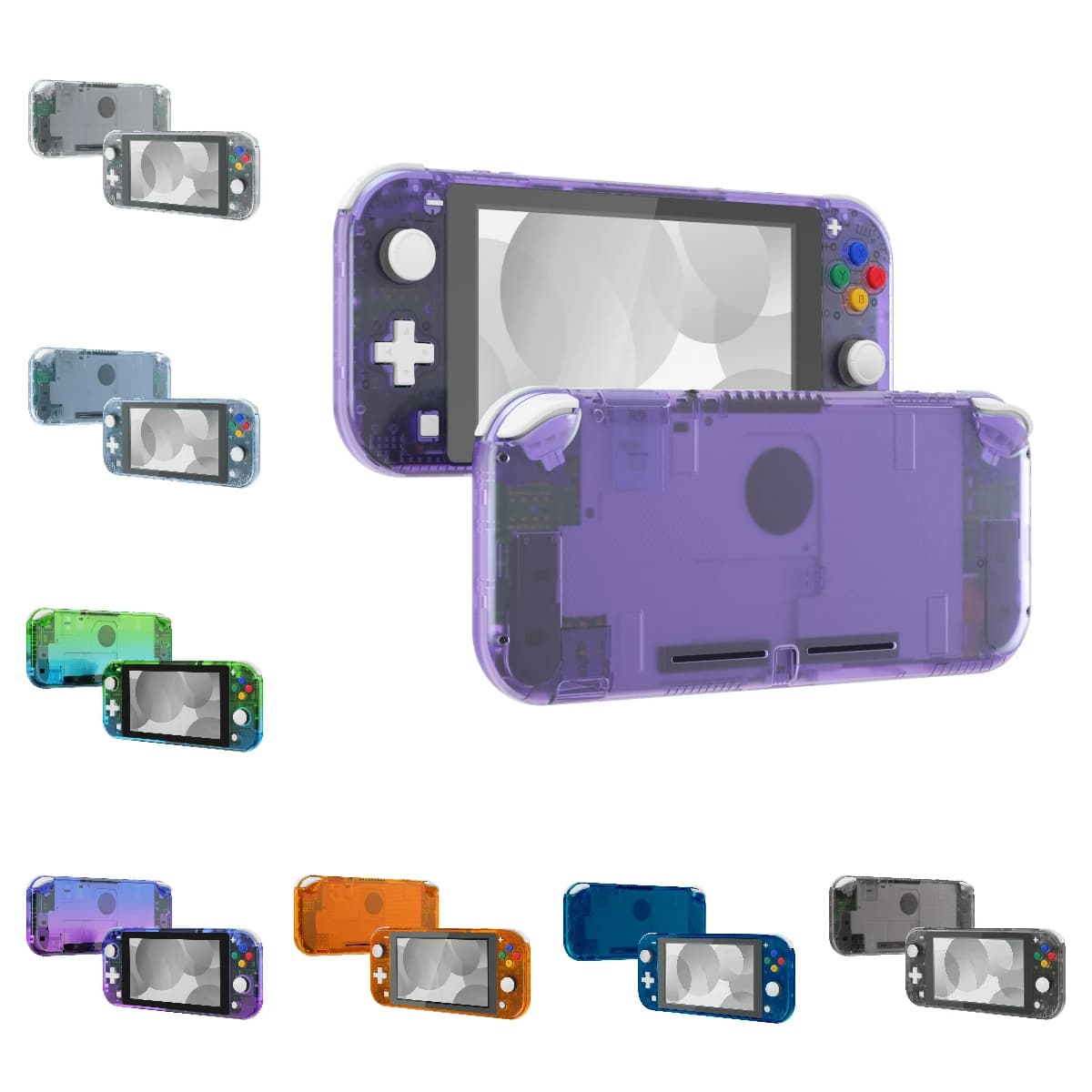 eXtremeRate Custodia sostitutiva per controller portatile Guscio personalizzato con protezione per lo schermo e pulsanti ABXY per Nintendo Switch Lite
