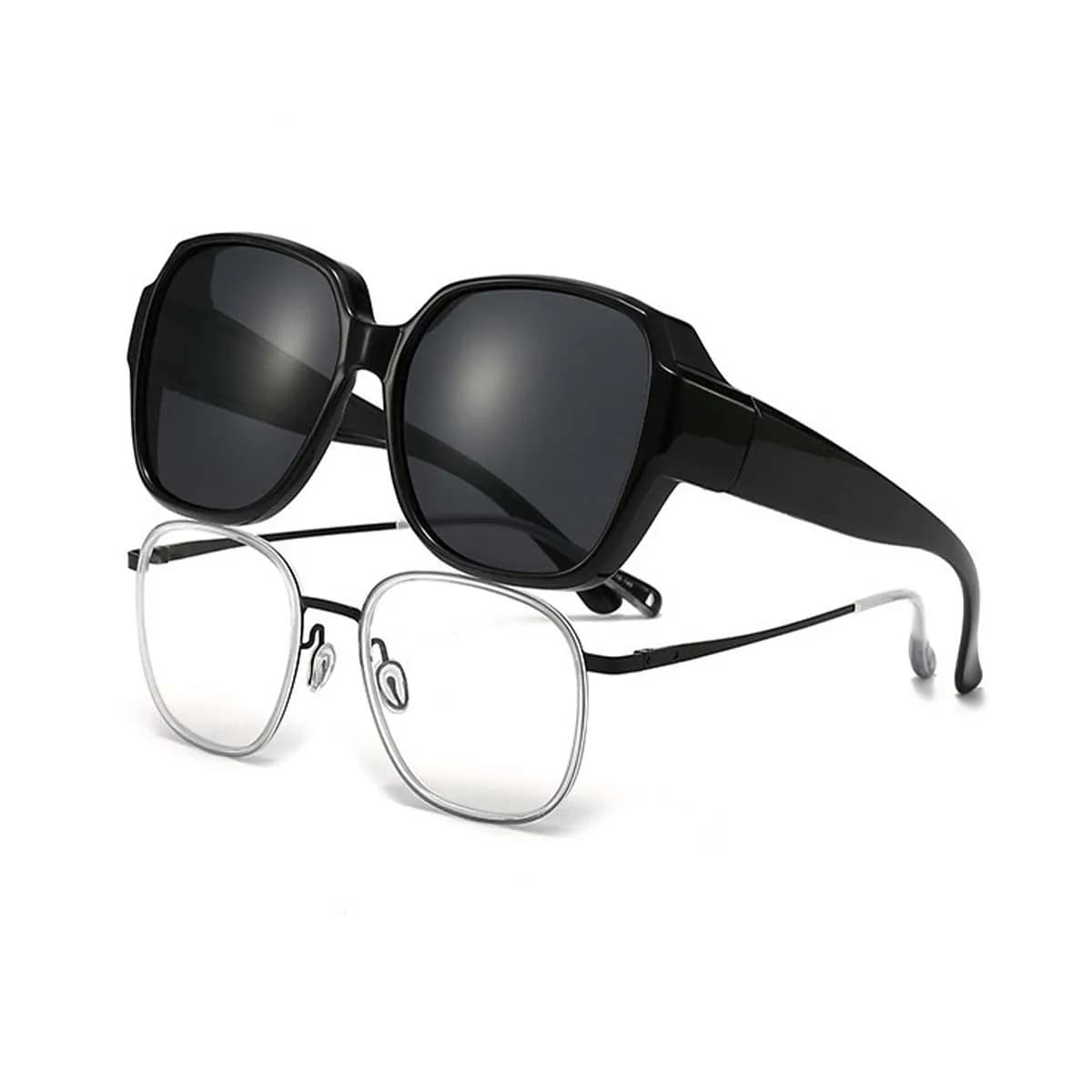 Occhiali da Sole Oversize Quadrati da Indossare Sopra gli Occhiali con Montatura Grande e Leggera per Donna e Uomo T01