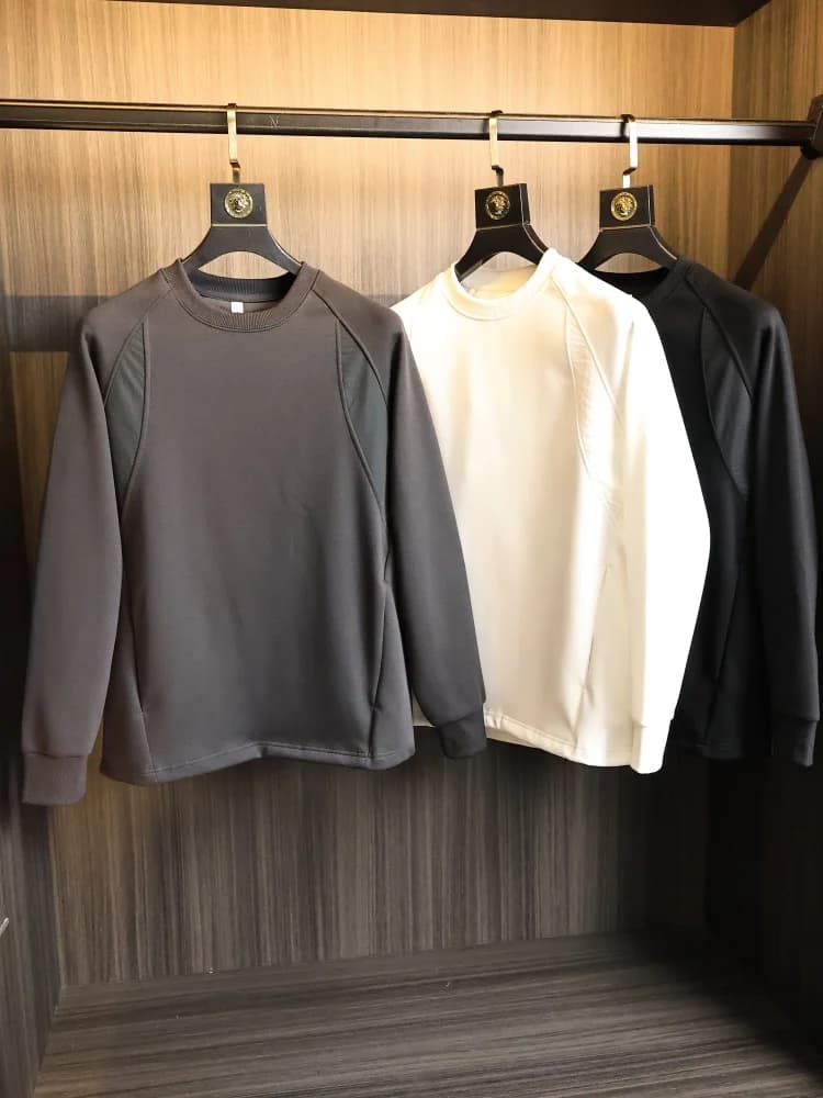 Loose Fit Men's Long Sleeve Hoodie Spring Fashion Urban Style Pure Color Versatile Comfortable Breathable V-Neck Crew Neck