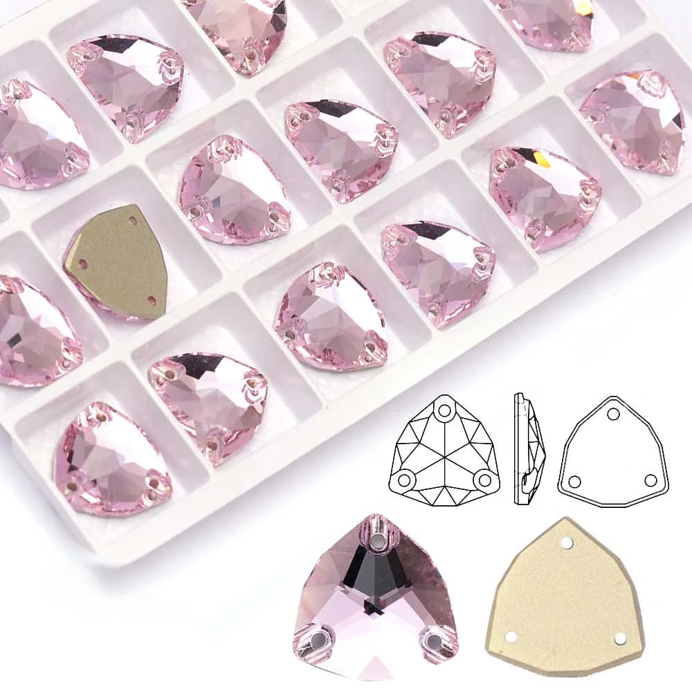 Pietre da cucire con retro piatto in strass di cristallo rosa chiaro Trilliant K9 Strass in vetro per borse e indumenti fai da te Cucire su pietre