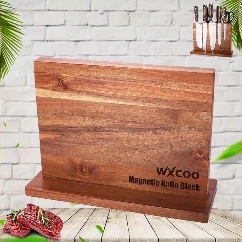 Supporto Magnetico in Legno a Doppia Faccia per Cucina, Portacoltelli Magnetico con Magneti Potenziati, Multifunzione