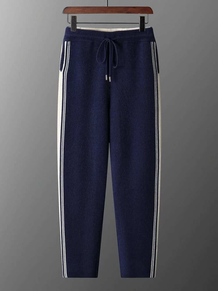 Pantaloni a matita da uomo in vendita calda Pantaloni in lana merino al 100% Pantaloni autunno inverno Maglione Jacquard Pantaloni dritti spessi con lacci casual