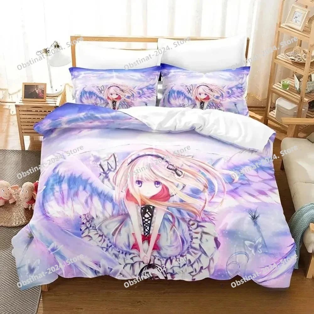 Set di Biancheria da Letto di Lusso Angel Girl per Casa e Camera da Letto, Disponibile in Varie Misure, per Adulti e Bambini, Set Copripiumino Anime