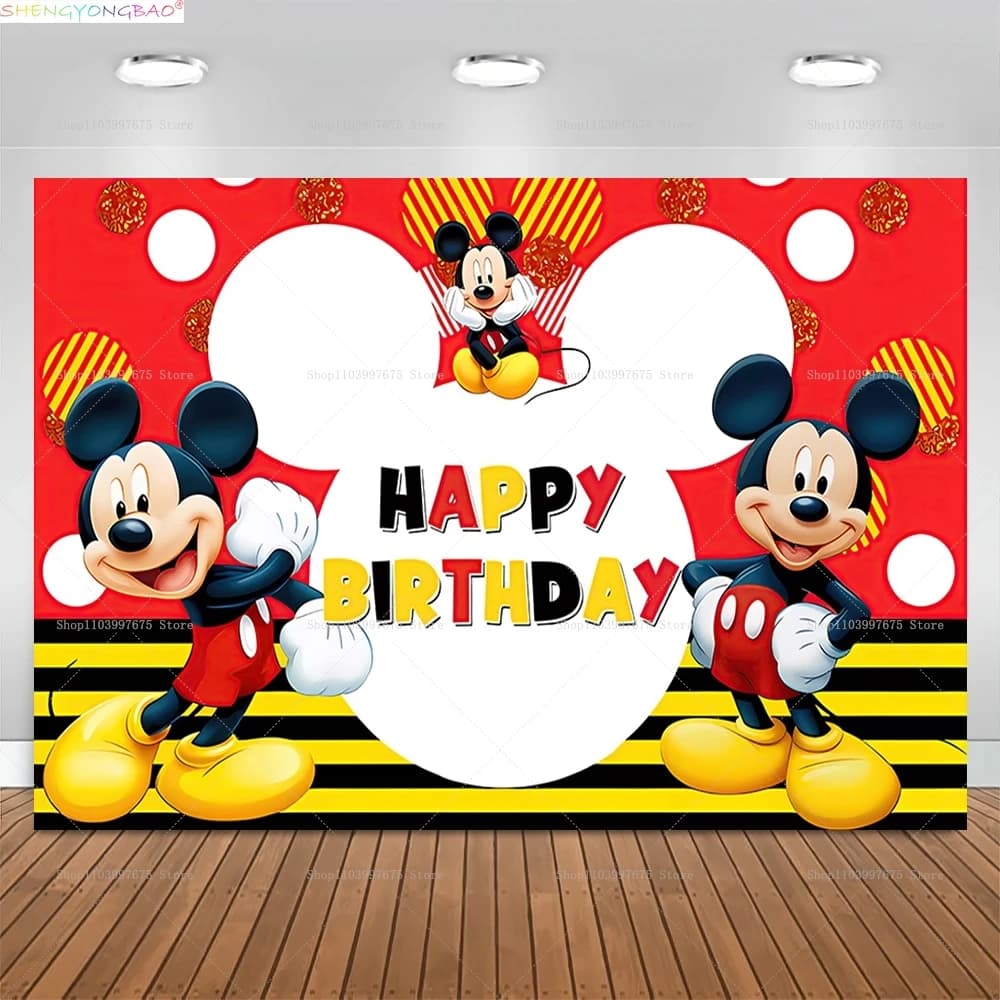 Sfondo per Compleanno Bambini Disney Topolino, Decorazioni per Festa Minnie, Baby Shower, Fondali Fotografici Disneyland XC-17