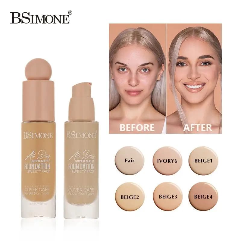 BSIMONE Cream BB Waterproof, Liquid Background and Corrector 28ml, Long Life, Lighting, Pore Minimizer, Skin Care