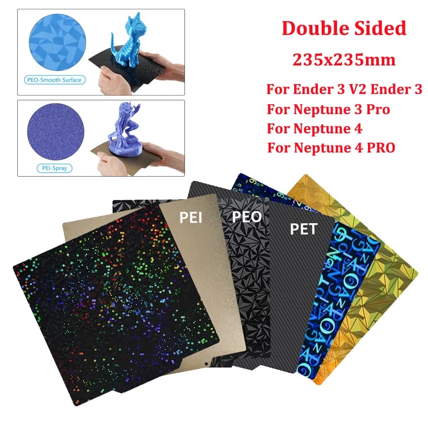 Per Elegoo Neptune 4 PRO Piastra di Costruzione PEO PET PEY Copriletto Neptune3 Neptune4 235x235mm Pei Piastra In Acciaio Per Molla Per Ender 3 V2/AD5M