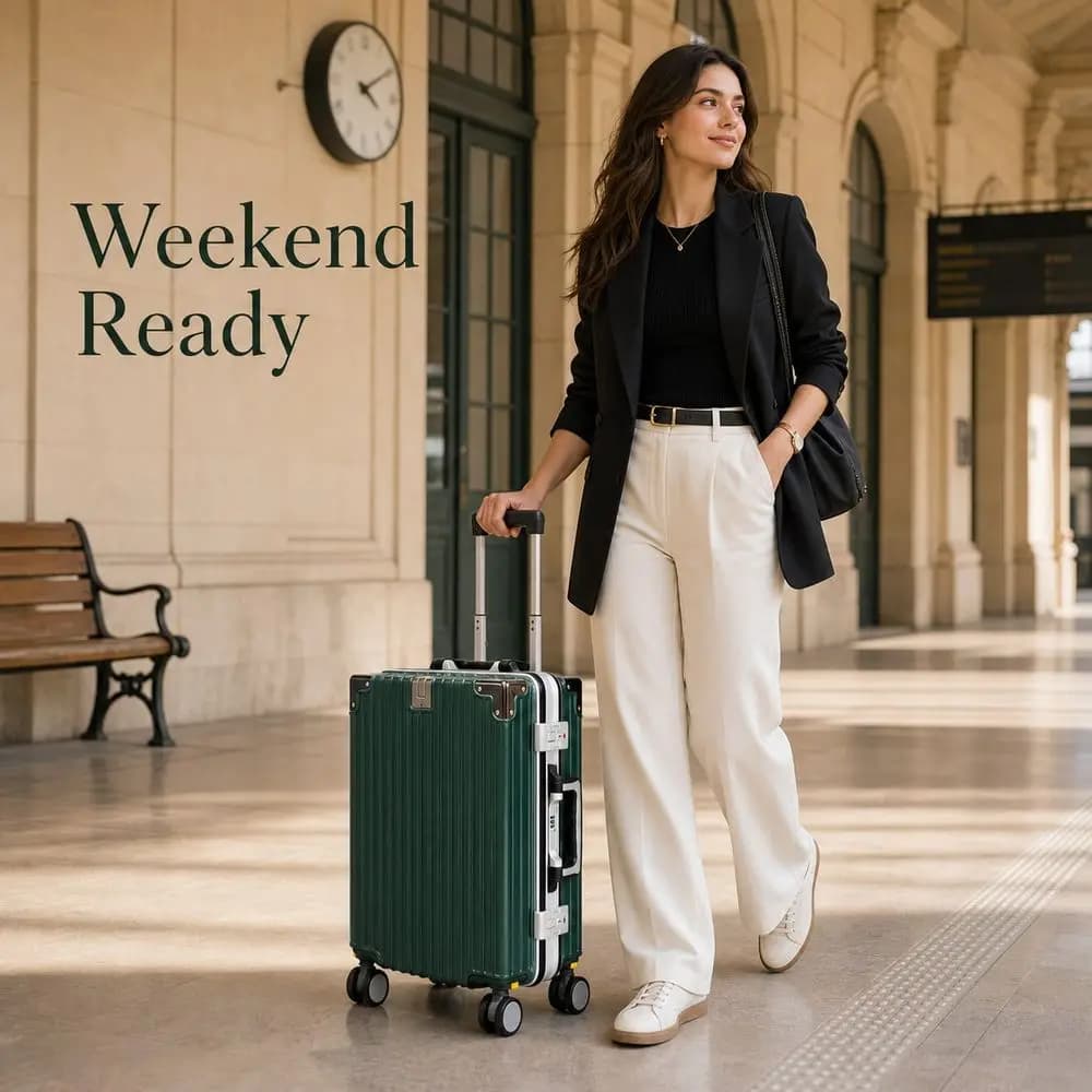 Carry On Suitcase Airline Approved, PC Hard Shell Luggage With Aluminum Frame, Spinner Wheels, BuiltIn Cup Holder, Travel Trave