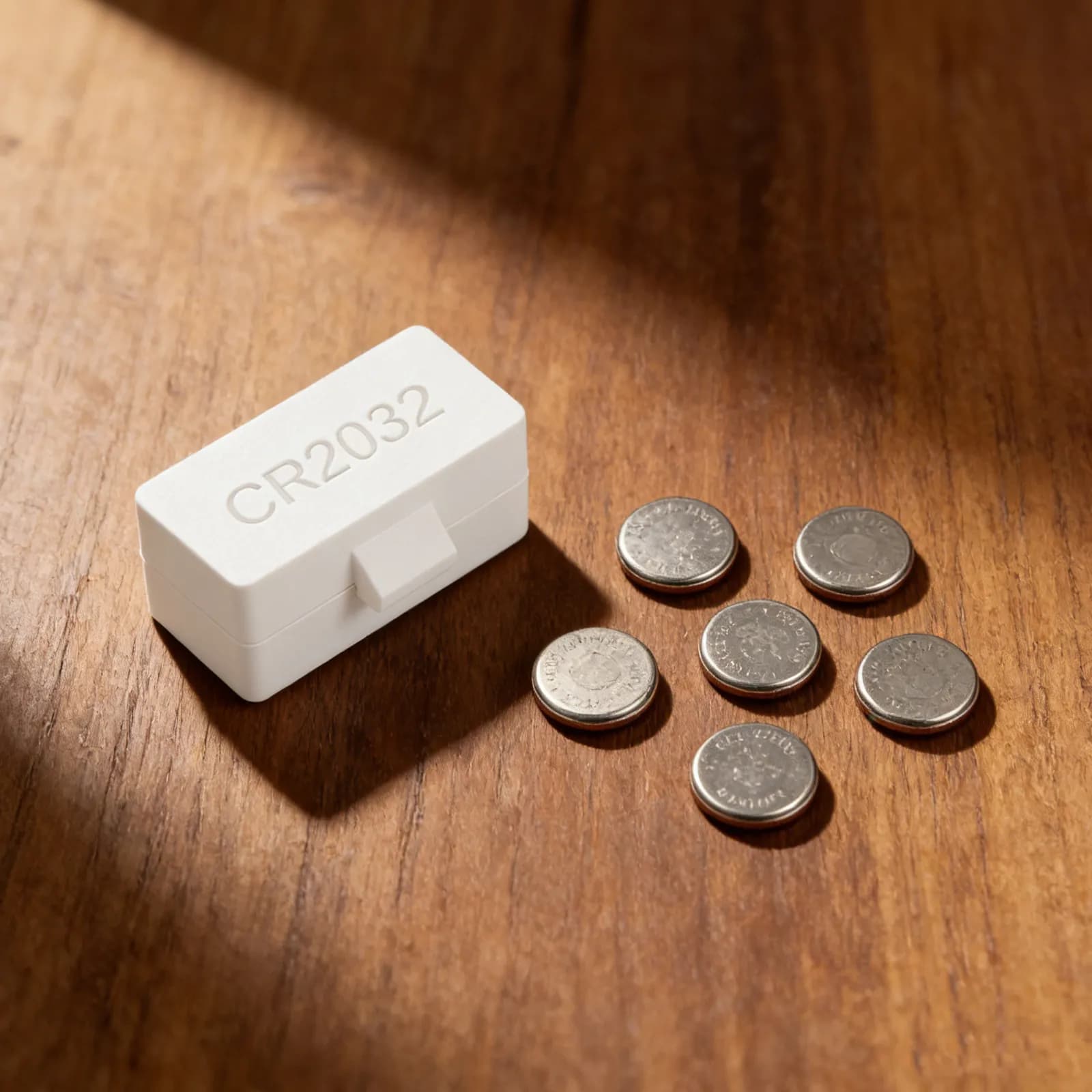 Compact box to store buttons, 2 pieces, for Lr44 and more, for domestic use, in the office, on the road