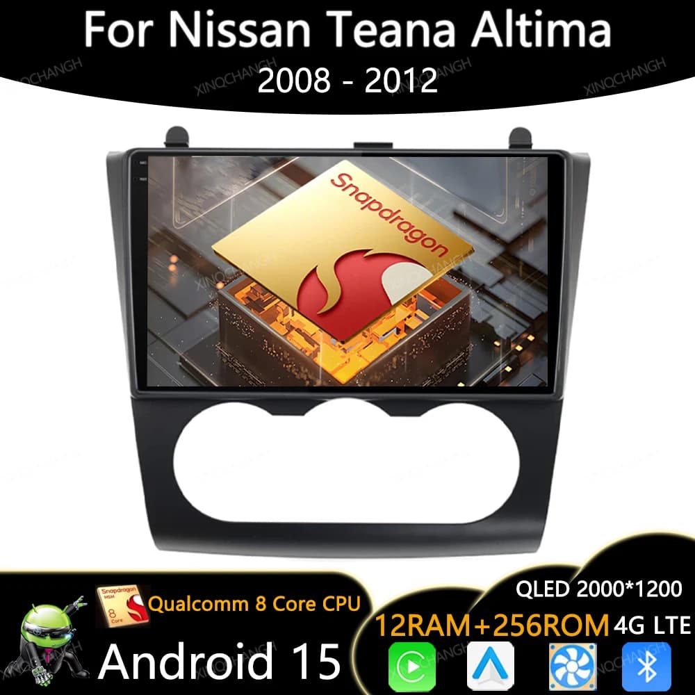 Android 15 Car Radio For Nissan Teana Altima 2008 - 2012 Carplay Auto QLED Multimedia Stereo Video Player 4G LTE 5G WIFI 2DIN BT