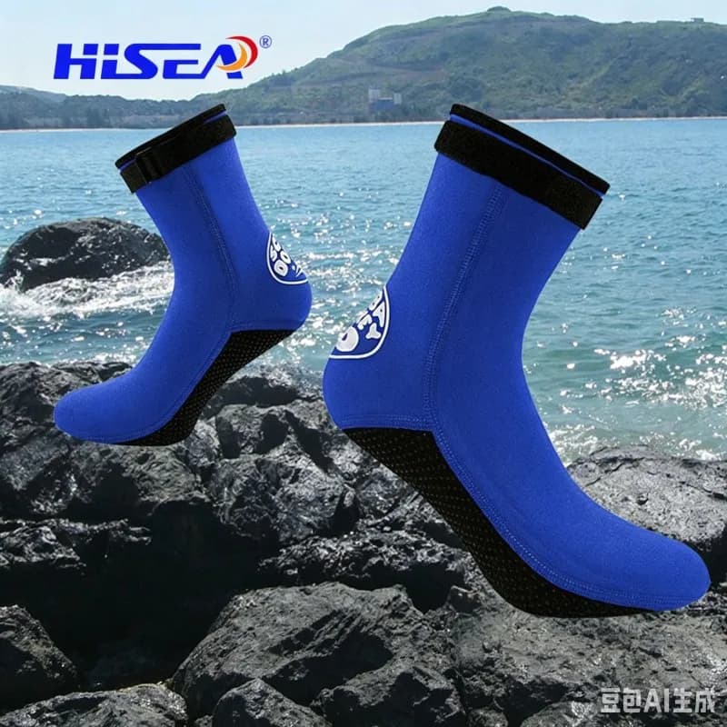 3mm Neoprene Diving Socks Anti-Slip Thermal Cut Resistant Snorkeling Socks with Adjustable Strap for Beach Coral Reef