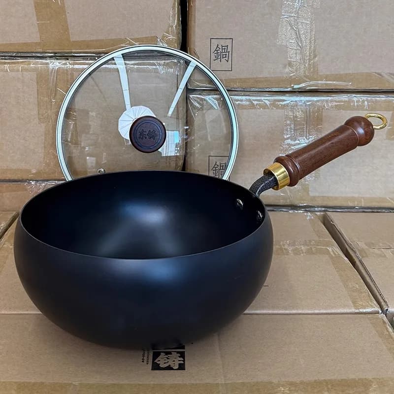 Small anti-rust pan for home use without coating, non-stick pan, suitable for gas stoves and induction stoves.