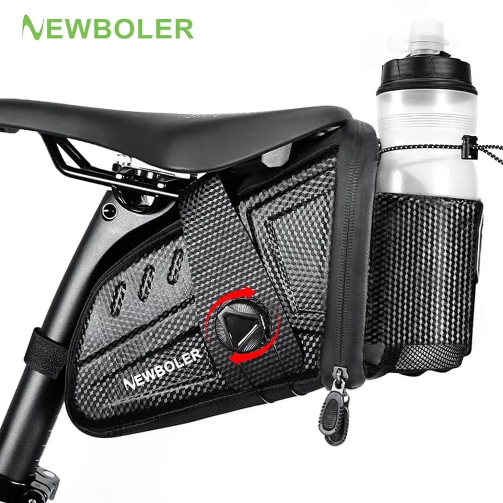 NEWBOLER Borsa da sella per bicicletta impermeabile da 2,5 litri Borsa da sella per bici da strada MTB con porta bollitore Borsa porta attrezzi per bicicletta Accessori per biciclette