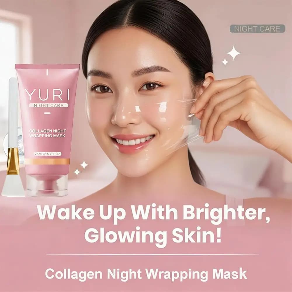 Nuova Maschera Notturna al Collagene da 75ML, Facile da Rimuovere, Maschera Idratante al Collagene, Maschera Viso per la Cura della Pelle
