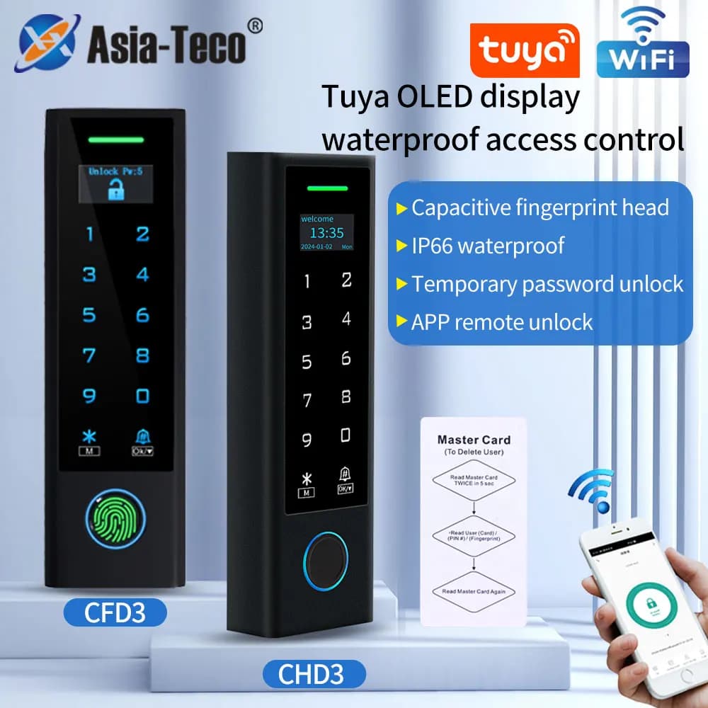 Tuya App WIFI Fingerprint Access Control tastiera Standalone impermeabile con schermo Smart Life sblocco remoto ingresso porta scheda RFID