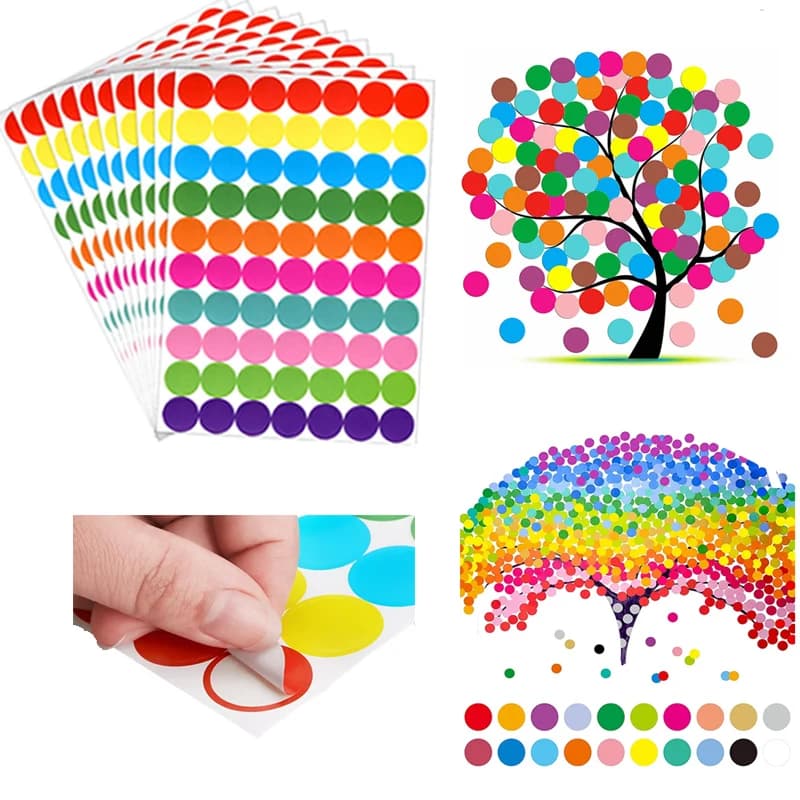 6mm 8mm 10mm 19mm 20mm 40mm Adesivi a pois colorati Polka Circle Ufficio Aula Decorazione del partito Giocattoli Diario Decorazione Adesivo