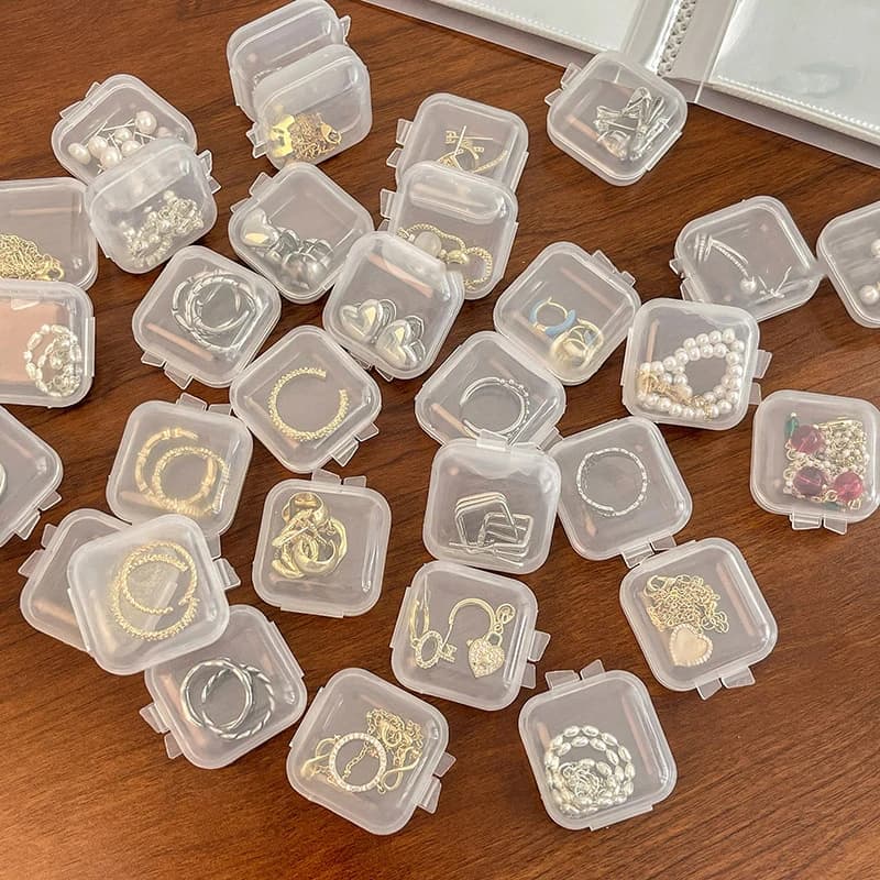 Mini scatola di immagazzinaggio scatole di plastica quadrate trasparenti orecchini imballaggio di gioielli stoccaggio piccola scatola quadrata organizzatore di gioielli