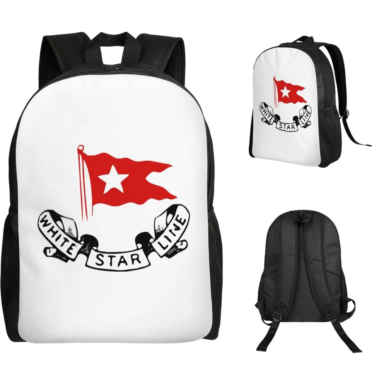 Titanic White Star Line - Red Flag With Star Logo Backpack Student Boys Girls BookBag School Bag Computer Shoulder Bags