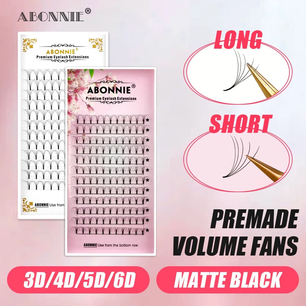 ABONNIE 3D/4D/5D/6D Stelo lungo Stelo corto Ventole prefabbricate Volume russo Estensione ciglia Ciglia di visone Estensioni ciglia individuali