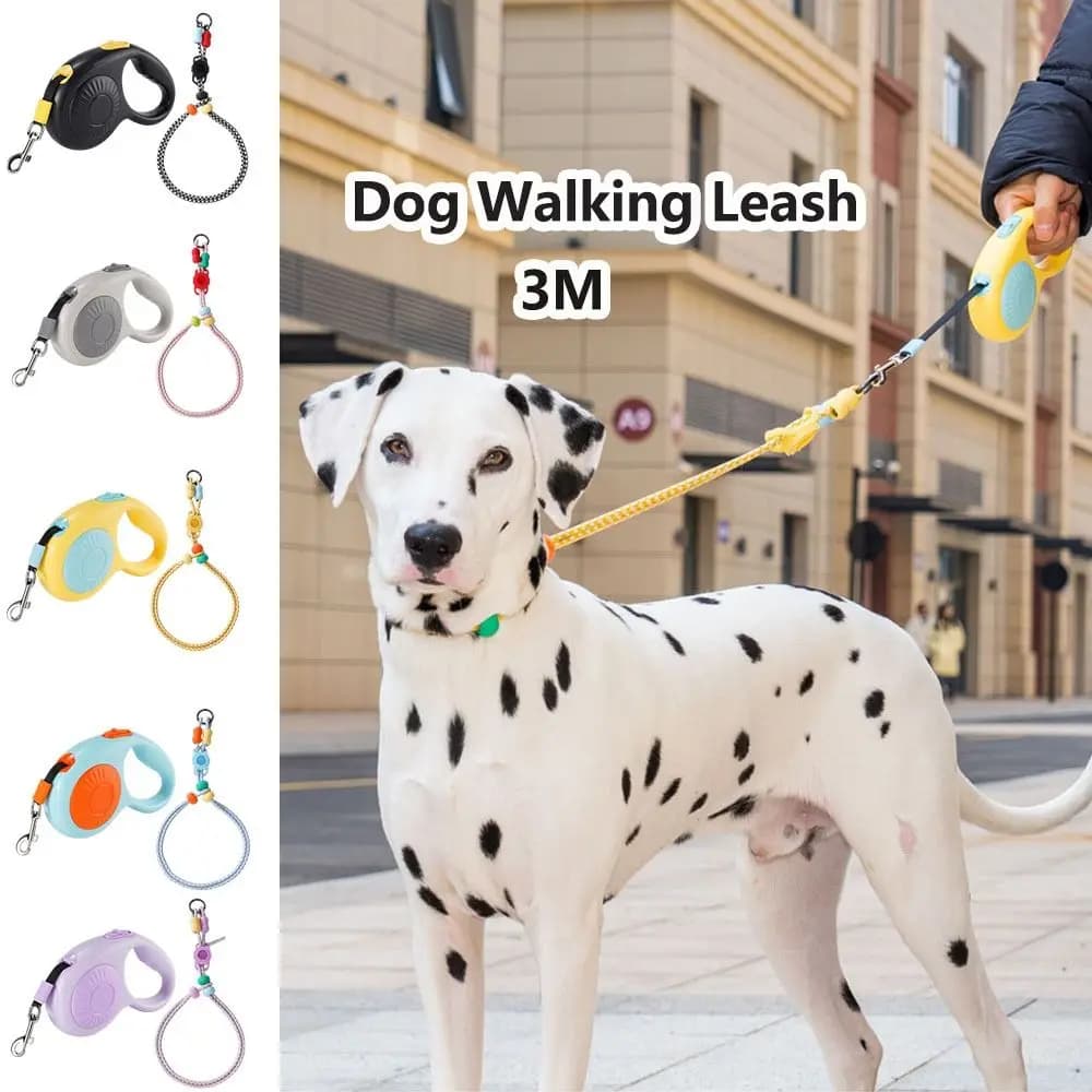 Guinzaglio Avvolgibile per Cani da 3m, Regolabile, con Meccanismo Anti-Fuga, Cintura Retrattile Automatica Resistente per Cani