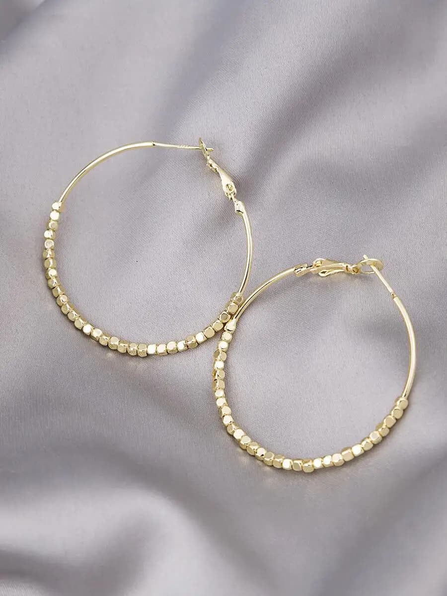 Beaded Hoop Earrings with Delicate Embellished Detail
