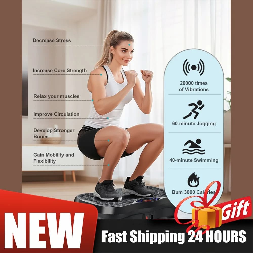Fat Shaking Machine Bluetooth-Compatible Vibration Plate Exercise Machine Adjustable Speed Full Body Shaker for Weight Loss