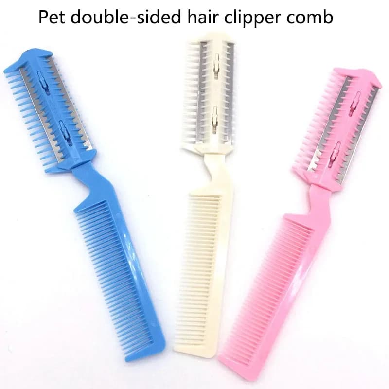 Pettine per peli di animali domestici taglio per cani gatto con 2 lame rasoio per toelettatura diradamento spazzola per capelli pettine prodotti per gatti