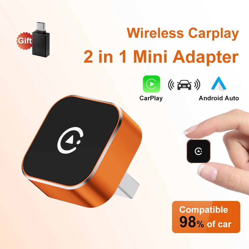 Wireless CarPlay Android Auto 2in1 Adapter USB Dongle Plug and Play Universal for Toyota Nissan Honda Ford Car Car Accessories