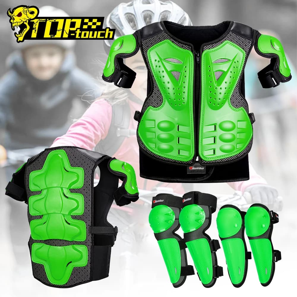 Kid's Motorcycle Armor Vest Back Protection Motocross Full Body Armor Elbow Knee Pads Motorbike Armor For Height 1.1-1.6M
