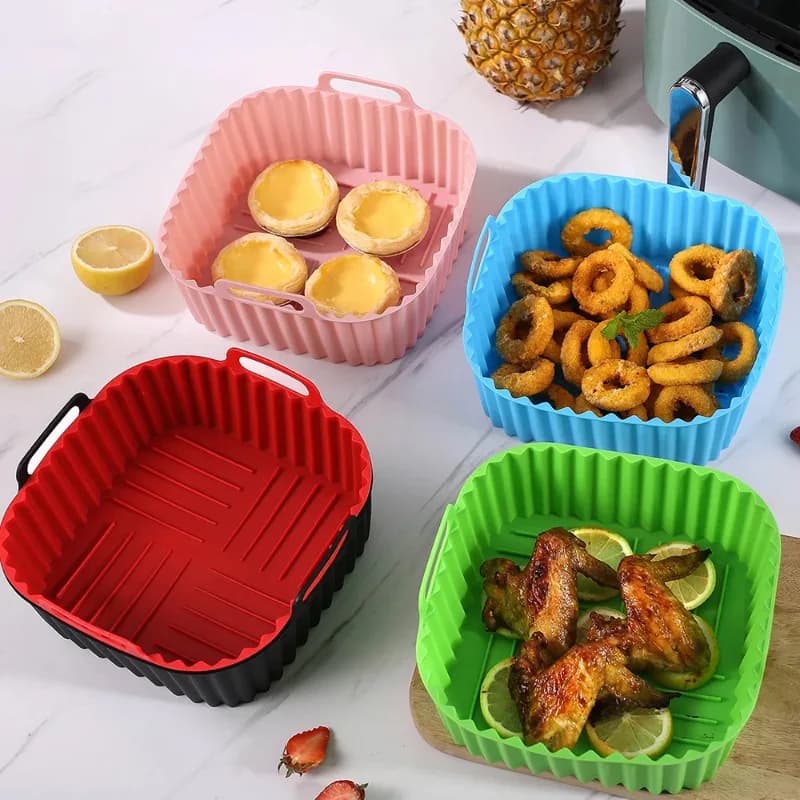 1 piece silicone square air fryer grill, reusable, high temperature resistant, easy to clean