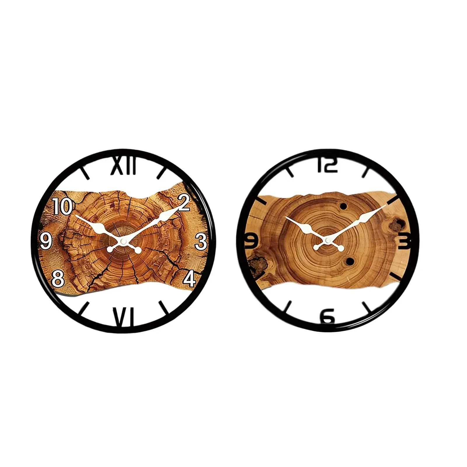 Wooden Round Wall Clock with Silent Mechanism for Dining Room, Bedroom, Kitchen, Modern Style