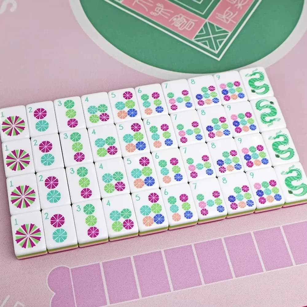 4 Layer Acrylic Mahjong Game American Mahjong Tile Set for Adults 160pcs Mahjong Tiles with Pink Back Portable Travel Set