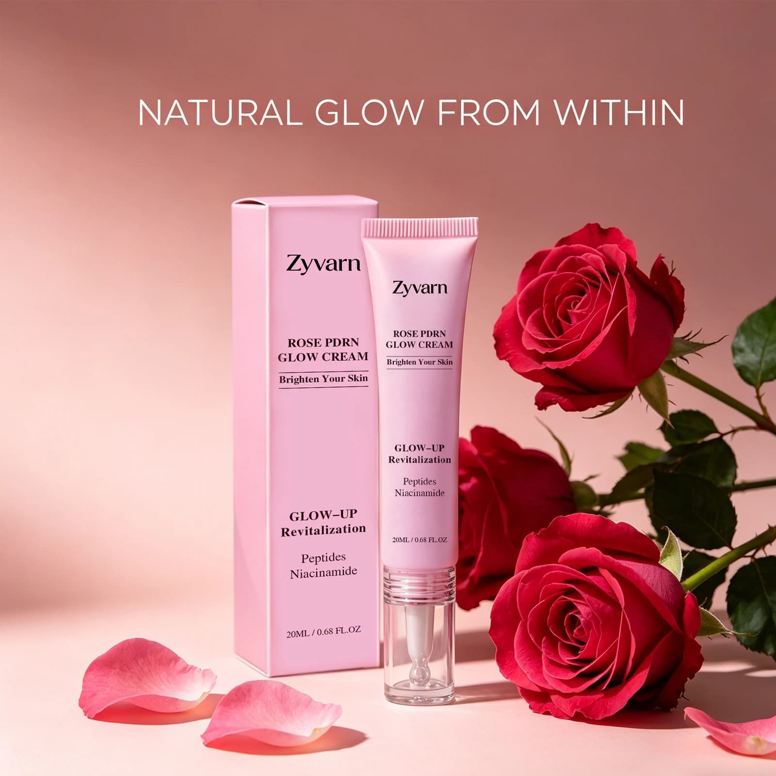 Pure Rose PDRN Glow Boost Cream Rejuvenating Long-lasting Hydration for Natural Radiant Skin Nicotinamide & Peptide Facial Cream